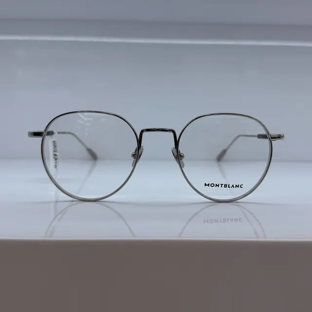 Montblanc Round Metal Eyeglasses, Silver, Men Eyeglasses by Montblanc
