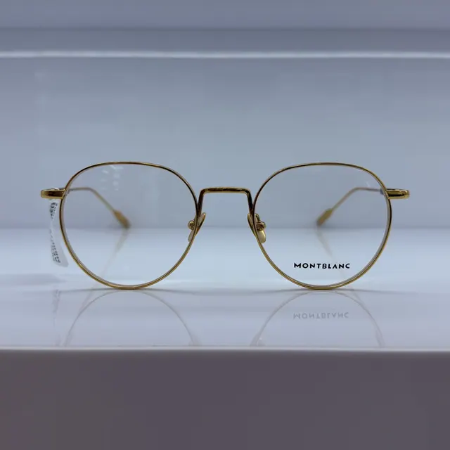 Montblanc Round Metal Eyeglasses, Gold, Unisex Eyeglasses by Montblanc