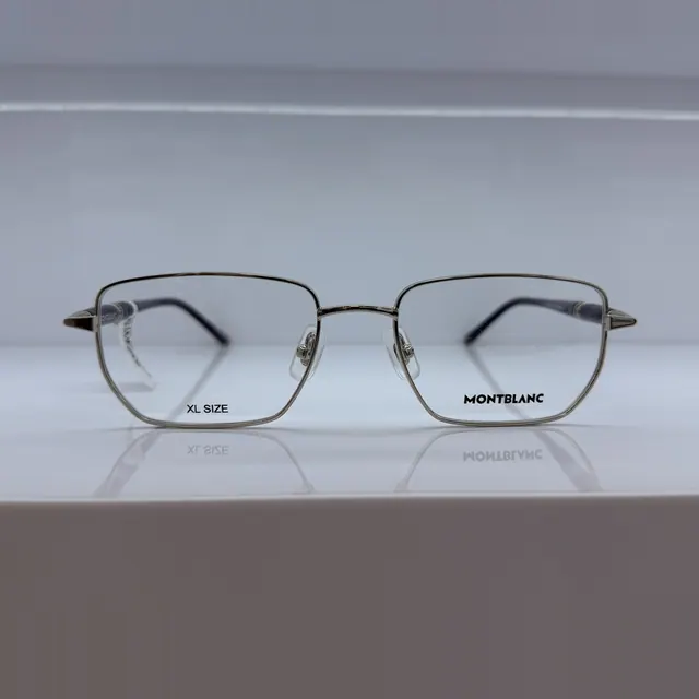Montblanc Rectangular Metal, XL Size Eyeglasses, Gunmetal, Men Eyeglasses by Montblanc
