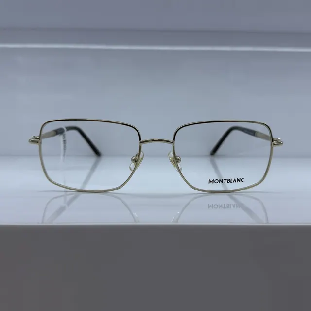Montblanc Rectangular Metal Eyeglasses, Silver, Men Eyeglasses by Montblanc