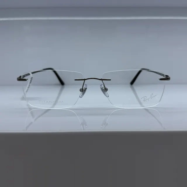 Ray-Ban Rimless Eyeglasses, Gunmetal And Black, Unisex Eyeglasses by Ray-Ban