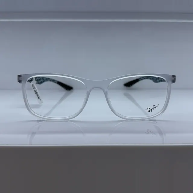 Ray-Ban Rectangular Acetate Eyeglasses, Matte Transparent Grey, Unisex Eyeglasses by Ray-Ban