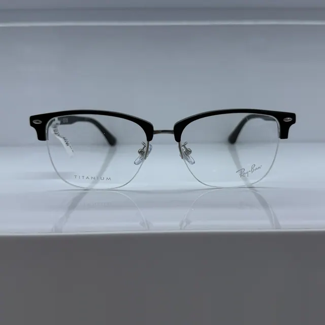 Ray-Ban Browline Titanium Eyeglasses, Black And Silver, Men Eyeglasses by Ray-Ban
