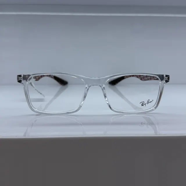 Ray-Ban Rectangular Acetate Eyeglasses, Crystal Clear, Unisex Eyeglasses by Ray-Ban