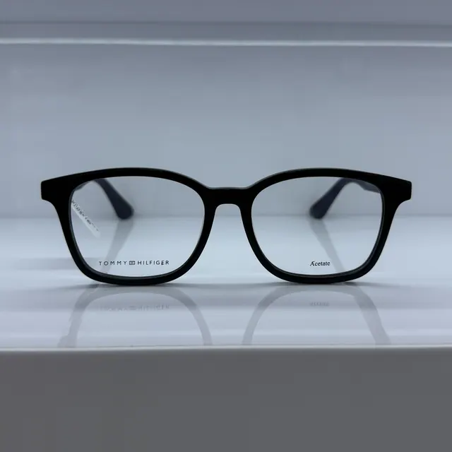 Tommy Hilfiger Square Acetate Eyeglasses, Black, Unisex Eyeglasses by Tommy Hilfiger