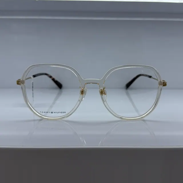 Tommy Hilfiger Geometric Round Acetate Eyeglasses, Crystal Clear, Women Eyeglasses by Tommy Hilfiger