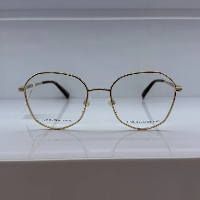 Tommy Hilfiger Geometric Metal Eyeglasses, Gold, Women Eyeglasses by Tommy Hilfiger