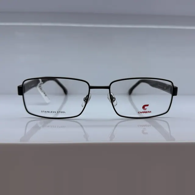 Carrera Rectangular Metal Eyeglasses, Black, Men Eyeglasses by Carrera