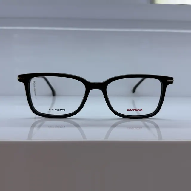 Carrera Rectangular Light Acetate Eyeglasses, Black, Men Eyeglasses by Carrera