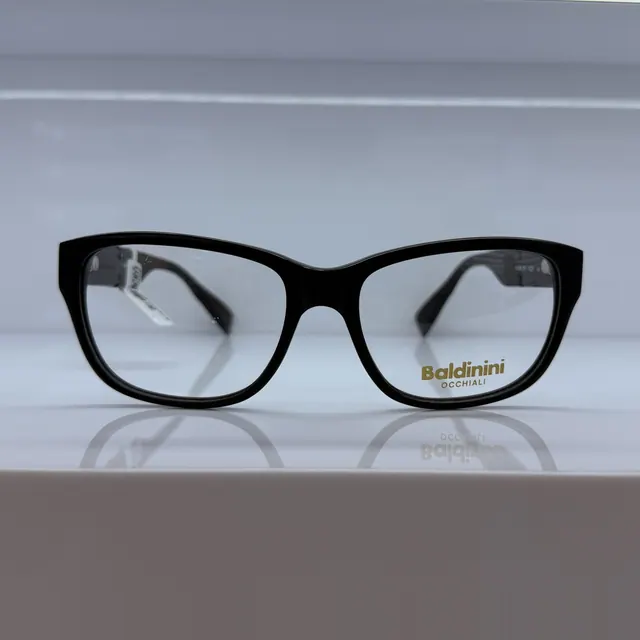 Baldinini Rectangular Acetate Eyeglasses, Black, Unisex Eyeglasses by Baldinini