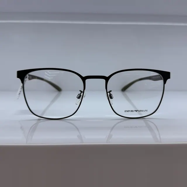Emporio Armani Square Metal Eyeglasses, Black, Men Eyeglasses by Emporio Armani