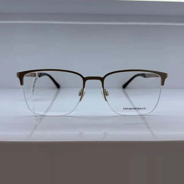 Emporio Armani Semi-rimless Browline Metal Eyeglasses, Gunmetal, Men Eyeglasses by Emporio Armani