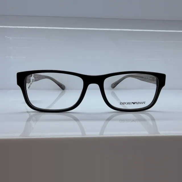 Emporio Armani Rectangular Acetate Eyeglasses, Black, Men Eyeglasses by Emporio Armani