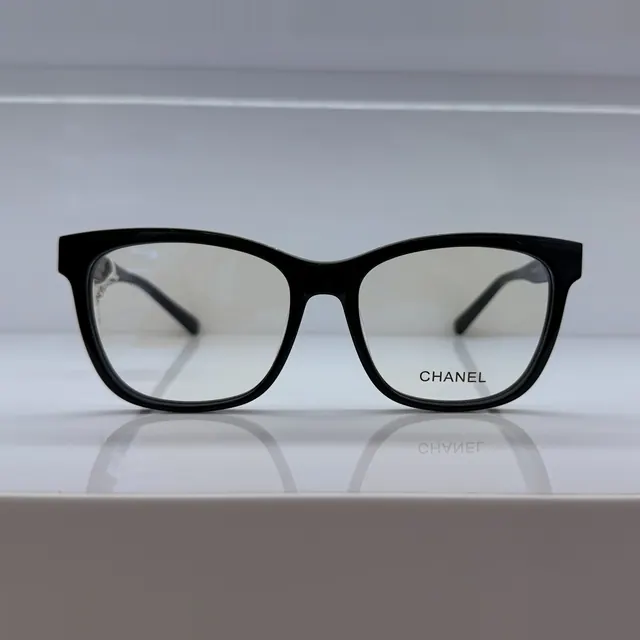 Chanel Square Acetate Eyeglasses, Black, Women Eyeglasses by Chanel