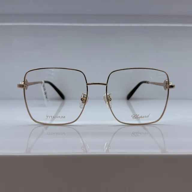 Chopard Square Titanium Eyeglasses, Gold, Women Eyeglasses by Chopard