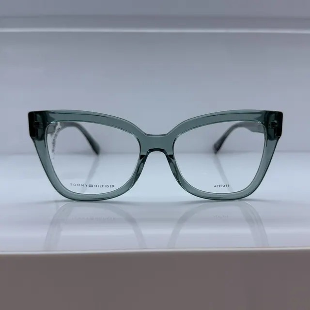 Tommy Hilfiger Cat-eye Acetate Eyeglasses, Transparent Teal, Women Eyeglasses by Tommy Hilfiger