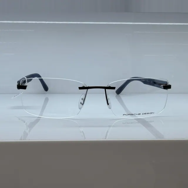 Porsche Design Rimless Titanium Eyeglasses, Black, Men Eyeglasses by Porsche Design