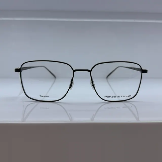 Porsche Design Square Titanium Eyeglasses, Black, Men Eyeglasses by Porsche Design