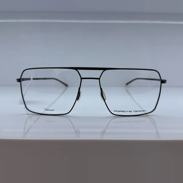 Porsche Design Double-bridge Titanium Eyeglasses, Black, Men Eyeglasses by Porsche Design