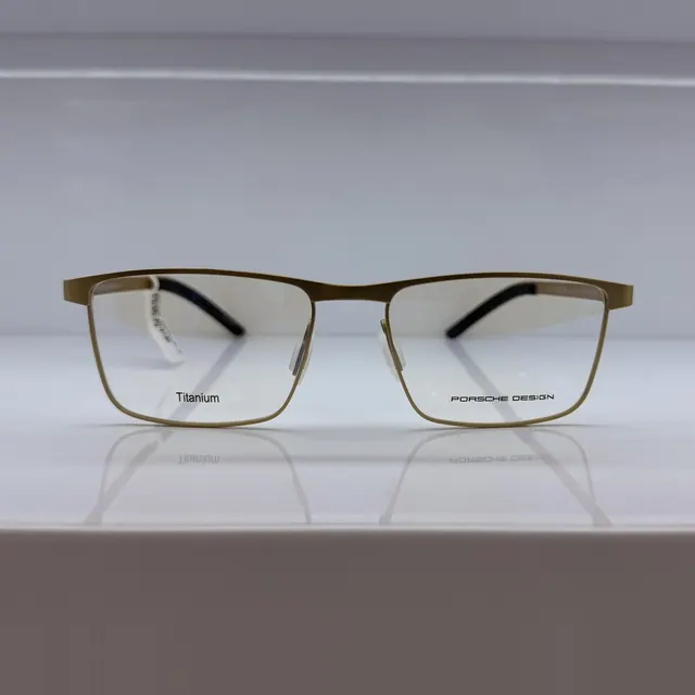 Porsche Design Rectangular Titanium Eyeglasses, Bronze, Men Eyeglasses by Porsche Design