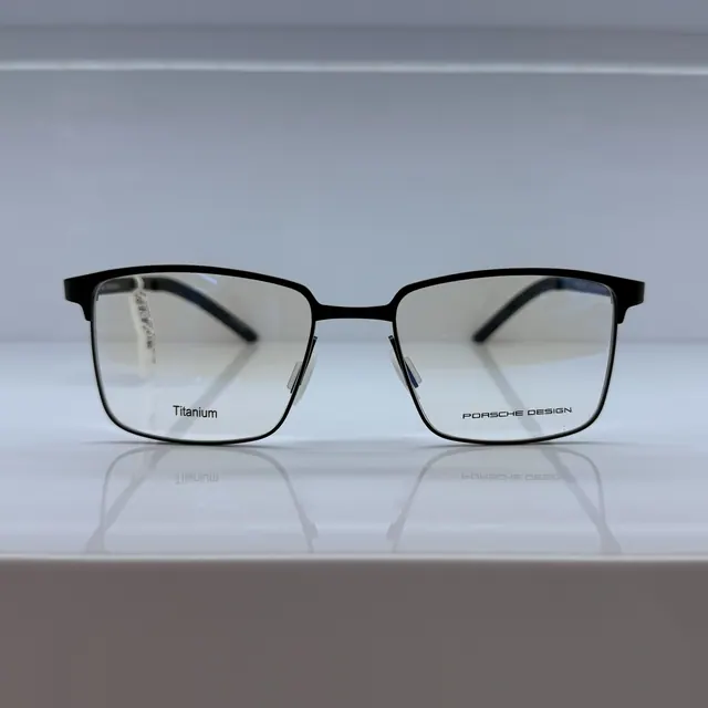 Porsche Design Square Titanium Eyeglasses, Black 2, Men Eyeglasses by Porsche Design