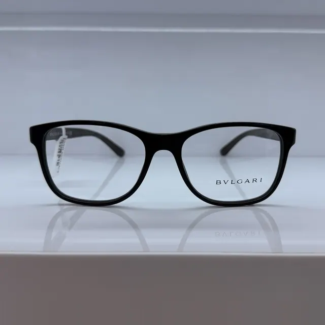 Bvlgari Rectangular Acetate Eyeglasses, Black, Women Eyeglasses by Bvlgari