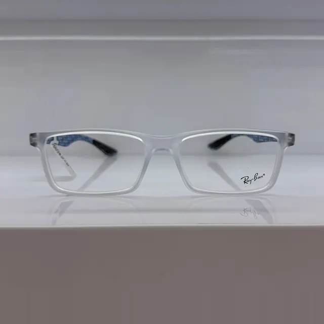 Ray-Ban Rectangular Acetate Eyeglasses, Matte Crystal, Unisex Eyeglasses by Ray-Ban