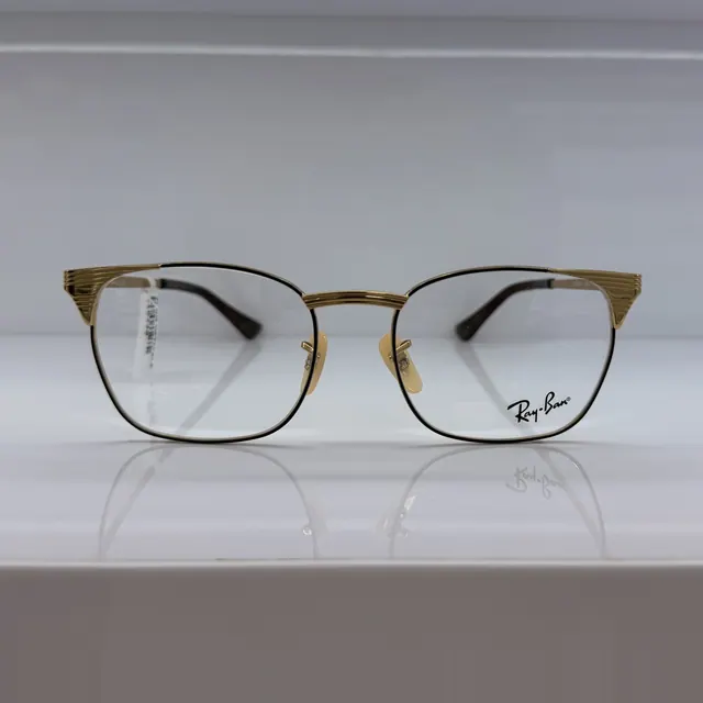 Ray-Ban Browline Metal Eyeglasses, Gold And Black, Unisex Eyeglasses by Ray-Ban