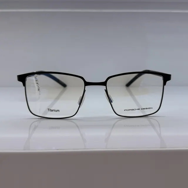 Porsche Design Square Titanium Eyeglasses, Black 3, Men Eyeglasses by Porsche Design