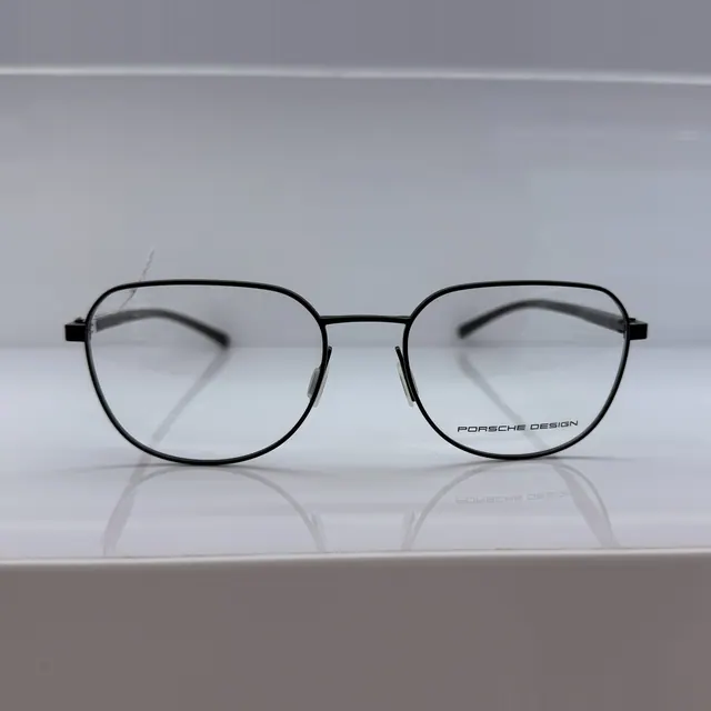 Porsche Design Round Titanium Eyeglasses, Black, Men Eyeglasses by Porsche Design