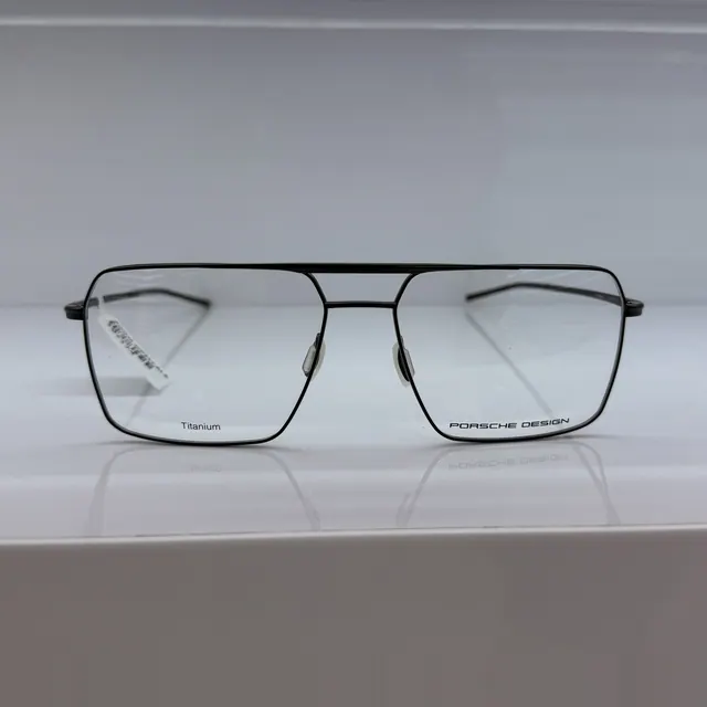 Porsche Design Double-bridge Titanium Eyeglasses, Black 2, Men Eyeglasses by Porsche Design