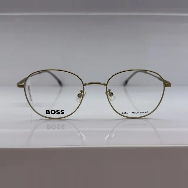 BOSS Round Beta Titanium Eyeglasses, Gold, Men Eyeglasses by BOSS