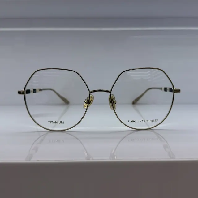 Carolina Herrera Geometric Titanium Eyeglasses, Silver, Women Eyeglasses by Carolina Herrera