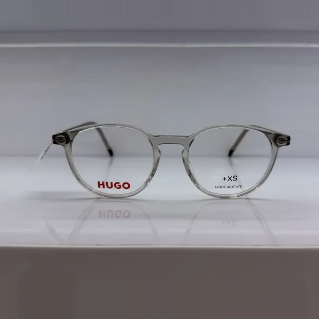 HUGO Round Light Acetate Eyeglasses, Crystal Clear, Unisex Eyeglasses by HUGO