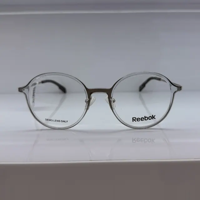 Reebok Round Acetate And Metal Eyeglasses, Crystal And Gunmetal, Unisex Eyeglasses by Reebok