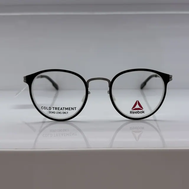Reebok Round Acetate And Metal Eyeglasses, Black, Unisex Eyeglasses by Reebok