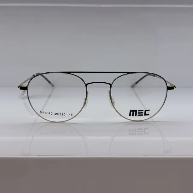 MEC Double-bridge Round Metal Eyeglasses, Black And Silver, Unisex Eyeglasses by MEC