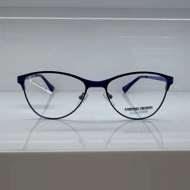 Mario Rossi Cat-eye Metal Eyeglasses, Navy, Women Eyeglasses by Mario Rossi
