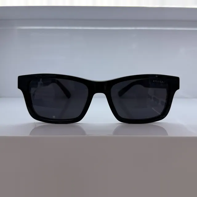Bvlgari Rectangular Acetate Sunglasses, Black, Unisex Sunglasses by Bvlgari