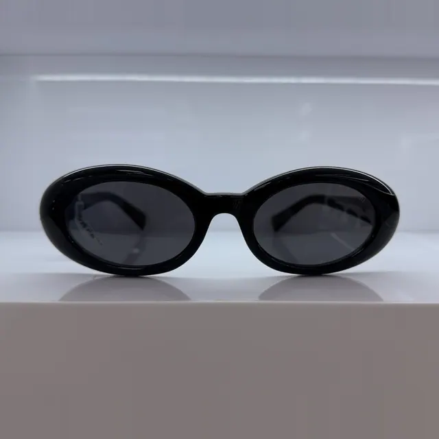 Designer Collection Oval Acetate Sunglasses, Black, Women Sunglasses by Designer Collection
