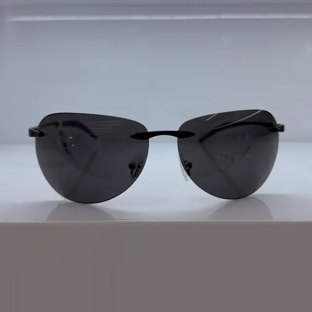 Designer Collection Rimless Shield Sunglasses, Black, Unisex Sunglasses by Designer Collection