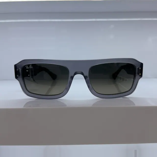 Ray-Ban Square Acetate Sunglasses, Transparent Grey, Unisex Sunglasses by Ray-Ban