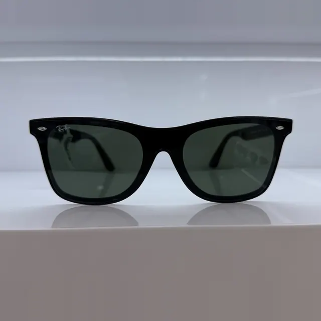 Ray-Ban Square Acetate Sunglasses, Black 10, Unisex Sunglasses by Ray-Ban