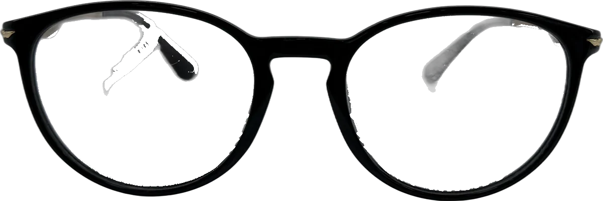 Police Round Acetate Eyeglasses, Black frame