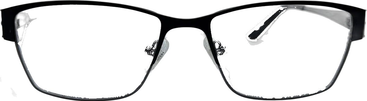 Mario Rossi Rectangular Metal Eyeglasses, Black frame