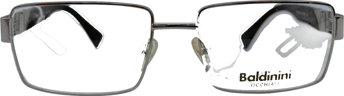 Baldinini Rectangular Metal Eyeglasses, Silver frame