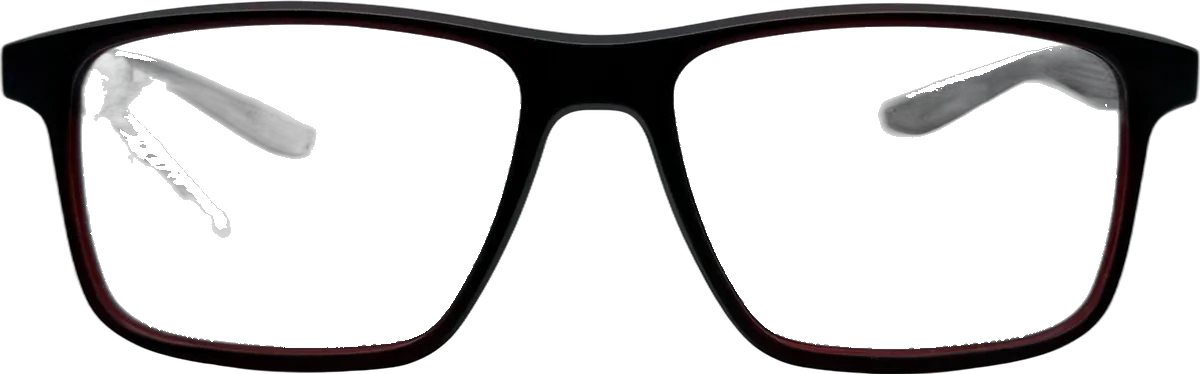 Nike Rectangular Acetate Eyeglasses, Black And Red frame