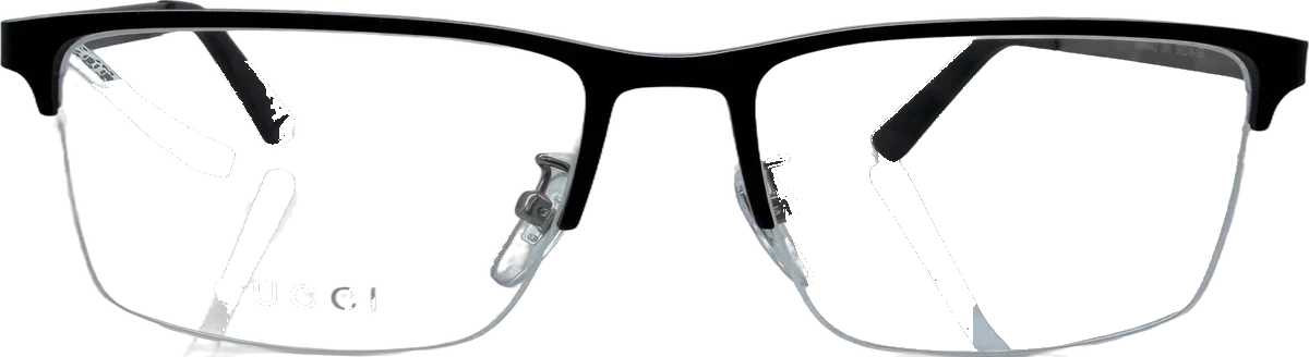 Gucci Semi-rimless Metal Eyeglasses, Black frame