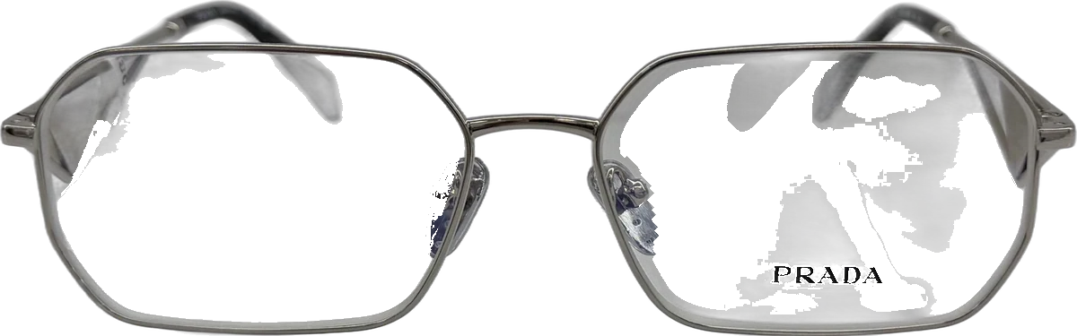 Prada Hexagonal Metal Eyeglasses, Silver frame