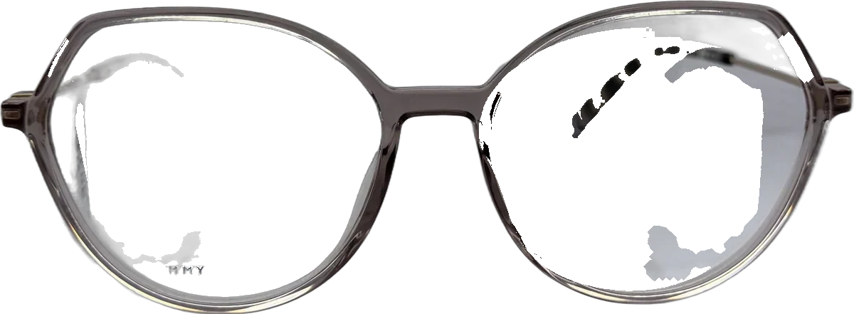 Tommy Hilfiger Geometric Round Acetate Eyeglasses, Transparent Grey frame
